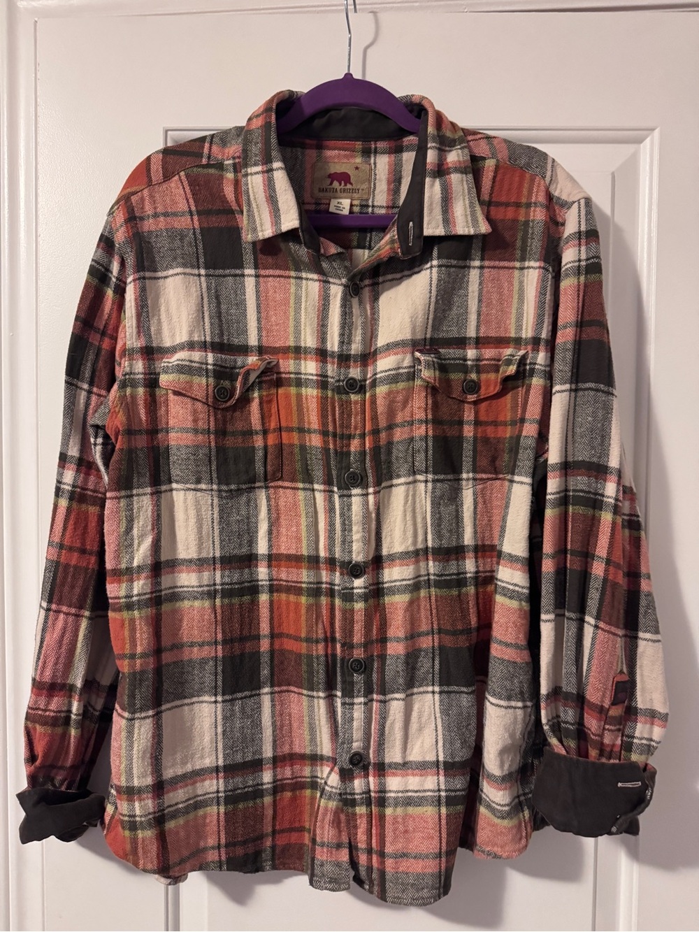 Comfortable Oversized Flannel rust/pink black and cream